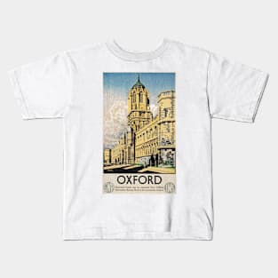 Oxford - Vintage Railway Travel Poster - 1938 Kids T-Shirt